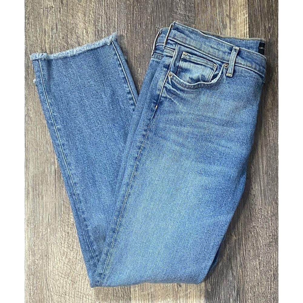 Los Angeles Denim Co Jeans Olivia Full Rise Frayed Ankle Raw Hem Made In USA 31